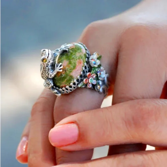 'Sweet Romance USA' .925 Silver Sculpture Frog Ring ๐ Adjustable NEW - Picture 1 of 10